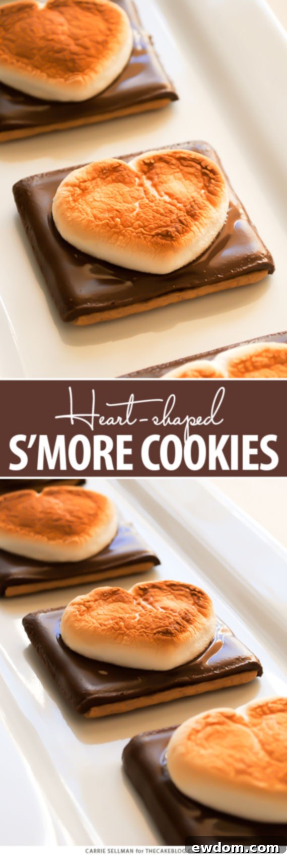 Heart Shaped S'more Cookies - a super easy, 3 ingredient Valentines treat that takes less than 10 minutes! | by Carrie Sellman for TheCakeBlog.com