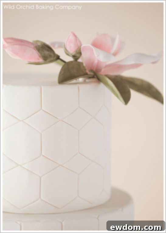 Intricate Honeycomb Texture Wedding Cake Close-up of Honeycomb Pattern on Wedding Cake