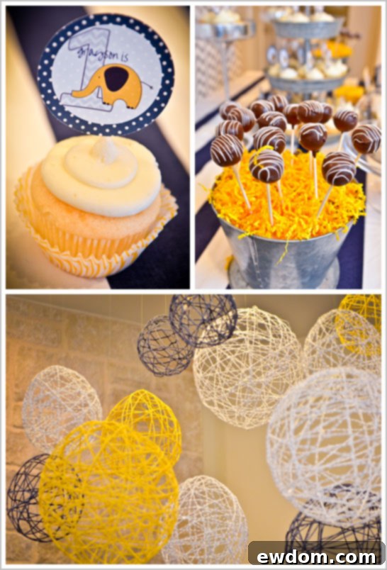 Chevron & Elephant First Birthday Party Close-up of Mod Elephant and Chevron Party Details