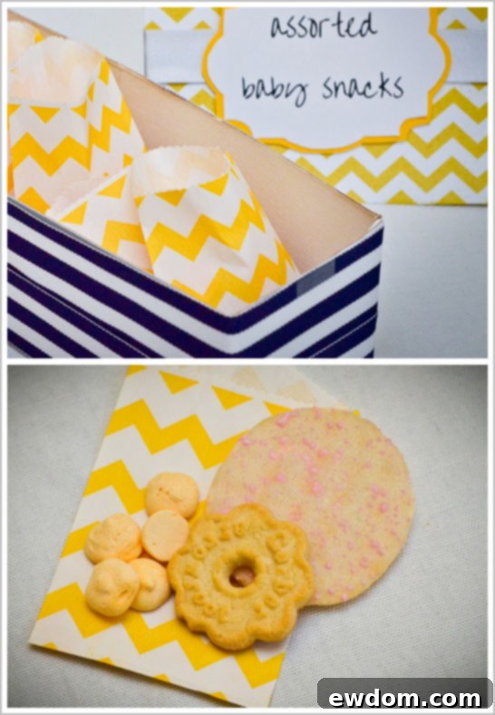 Chevron & Elephant First Birthday Party Chevron Patterned Snack Bags for Toddlers at First Birthday Party