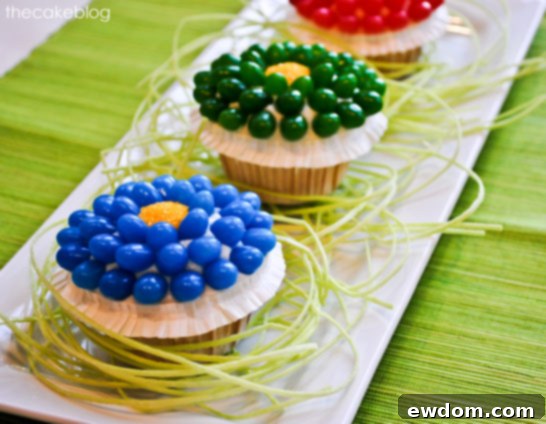 Jelly Bean Blossom Cupcakes 3 Step-by-step guide to making Jelly Bean Flower Cupcakes for Easter desserts