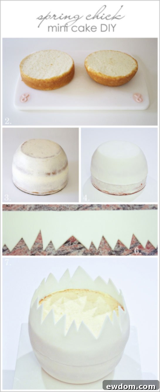 Spring Chick Mini Cake - Final Decorated Easter Egg Cake with Chick