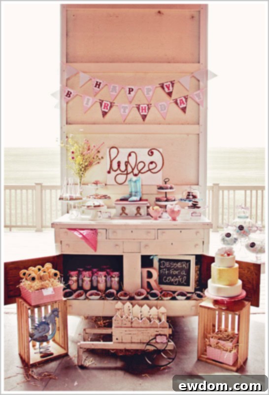 Vintage Cowgirl Birthday Party Dessert Table