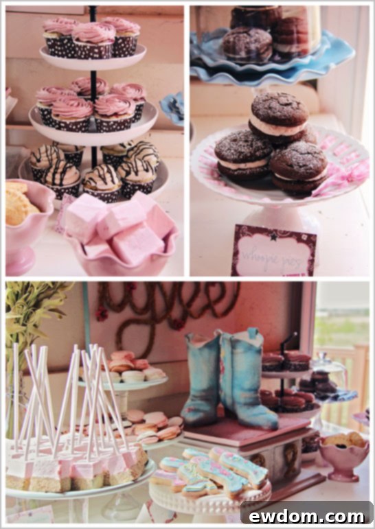 Vintage Cowgirl Party Macarons, Cupcakes, and Whoopie Pies