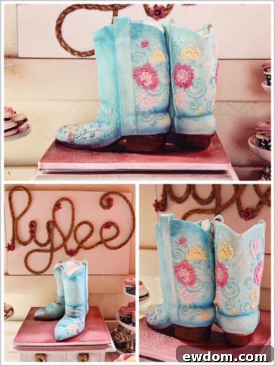 Incredible Cowgirl Boot Cake Detail