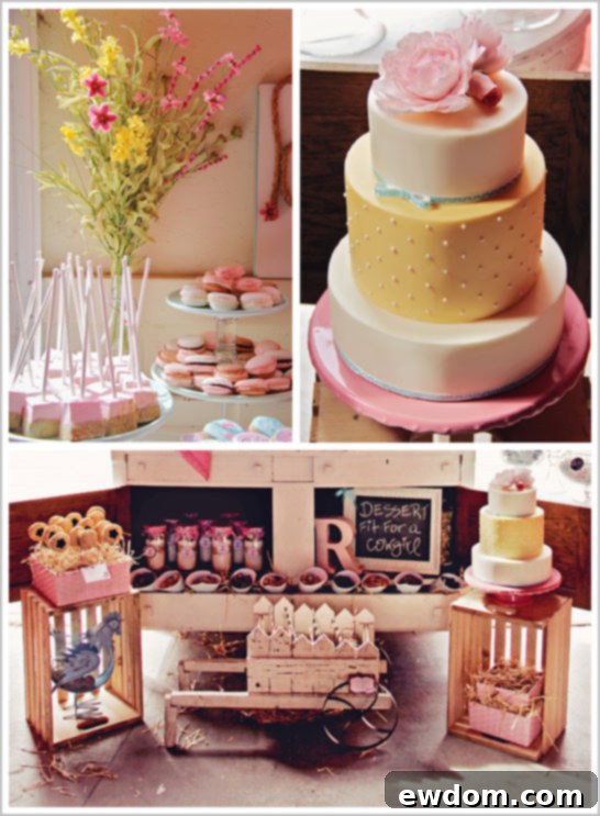 Elegant Pink Tiered Cake at Vintage Cowgirl Party