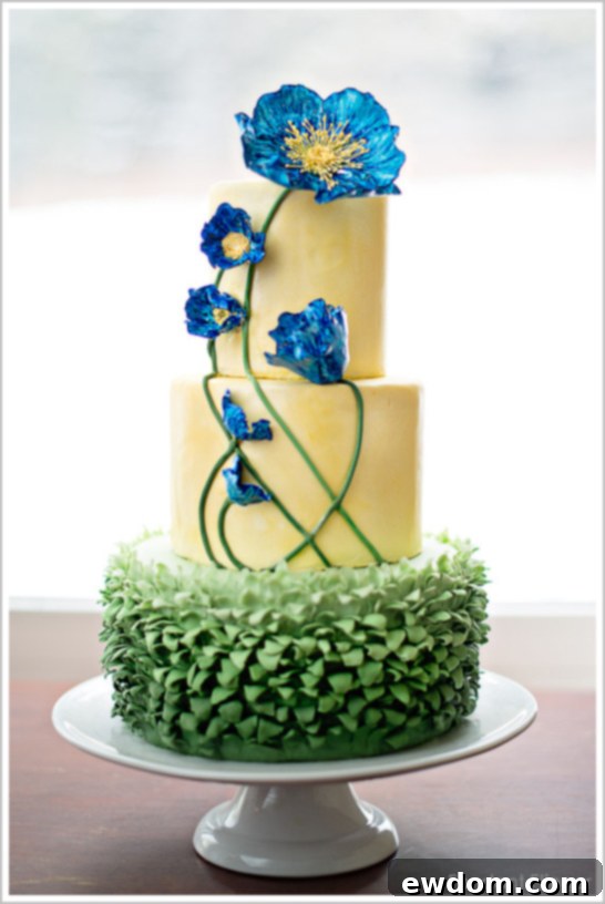 Exquisite Blue Poppy Flowers Cake Design Stunning Blue Poppy Flowers Cake by Fondant Flinger