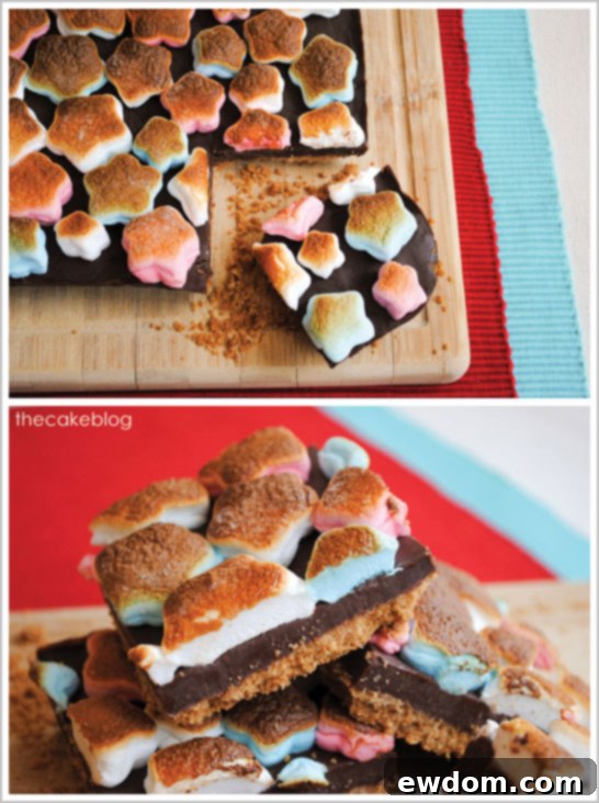 Patriotic Star S'more Bars Patriotic Star S'more Bars close up with festive colors