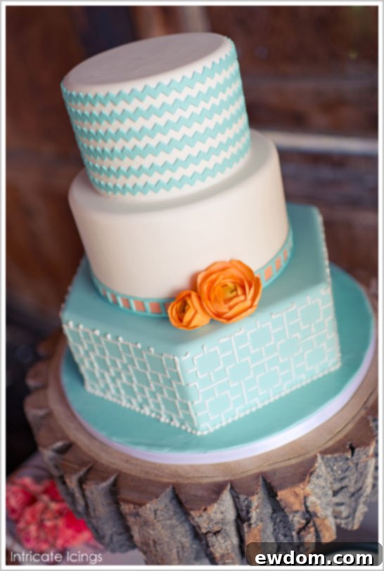 Tangerine & Turquoise Chevron Cake Tangerine & Turquoise Chevron Cake