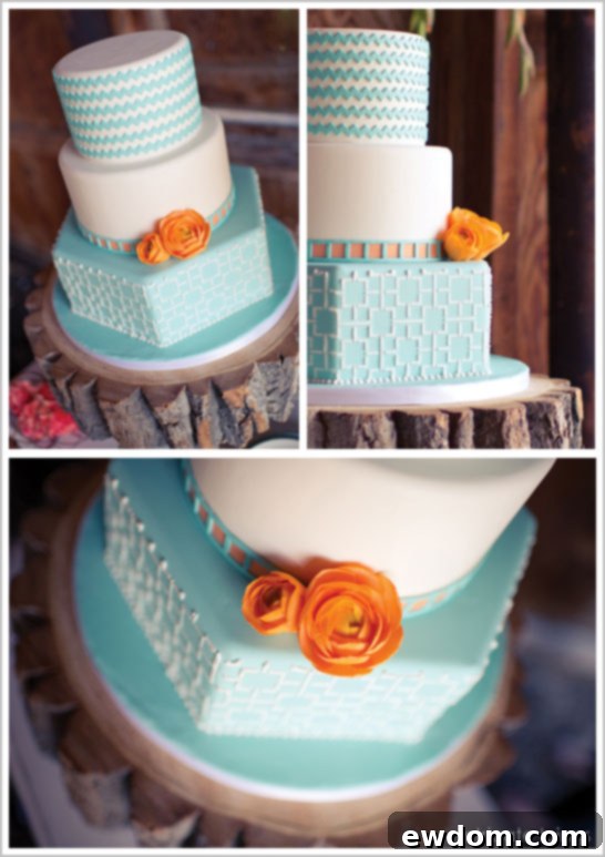 Tangerine & Turquoise Chevron Cake Tangerine & Turquoise Chevron Cake