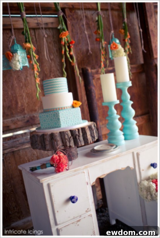 Tangerine & Turquoise Chevron Cake Tangerine & Turquoise Chevron Cake