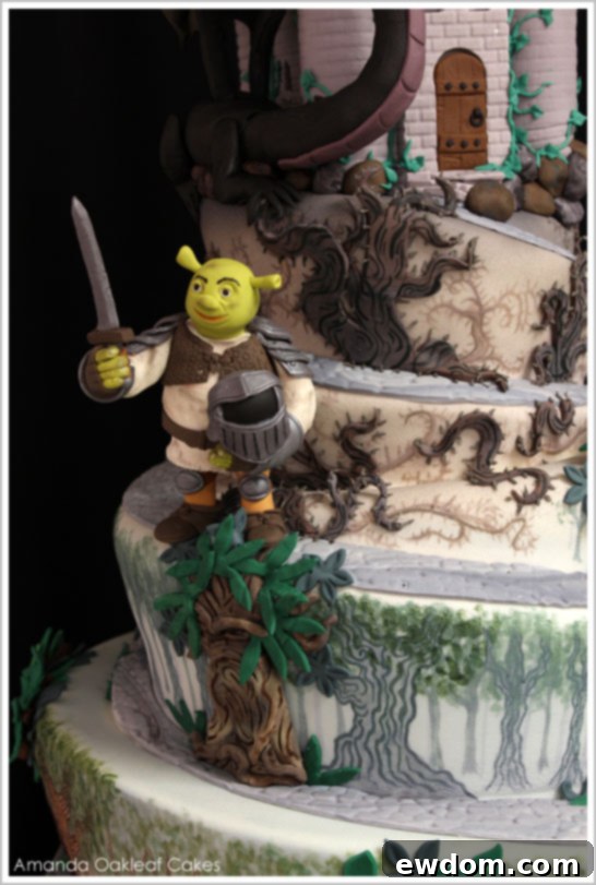 Sleeping Beauty Dragon Castle Cake Detail Detail of Sleeping Beauty and Dragon on Custom Castle Cake