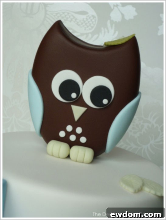Sweet Owl Topper and Personalized Baby Blocks on Cake