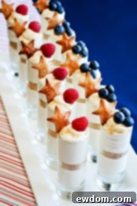 Stars and Stripes Cheesecake Delights 5 Patriotic No-Bake Cheesecake Shots with berries and stars