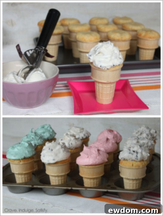 Decorating Ice Cream Cone Cupcakes with Soft Serve Frosting