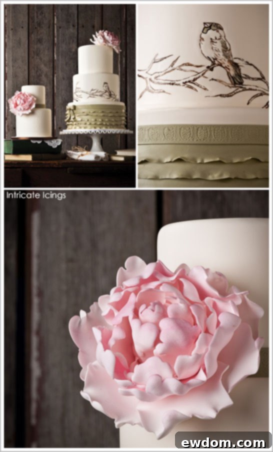 Hand-painted Vintage Bird Cake by Intricate Icings  |  TheCakeBlog.com