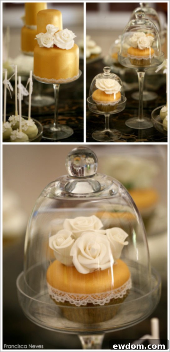 Elegant White & Gold Wedding Cupcakes | TheCakeBlog.com