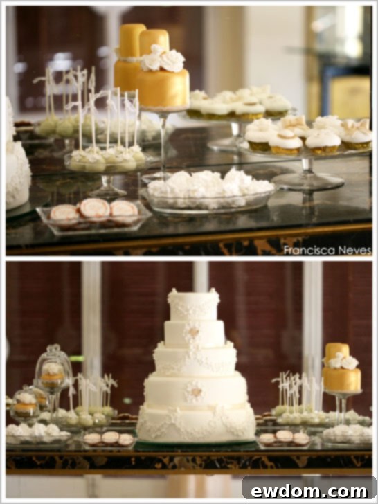 Elegant White & Gold Wedding Mini Cakes | TheCakeBlog.com