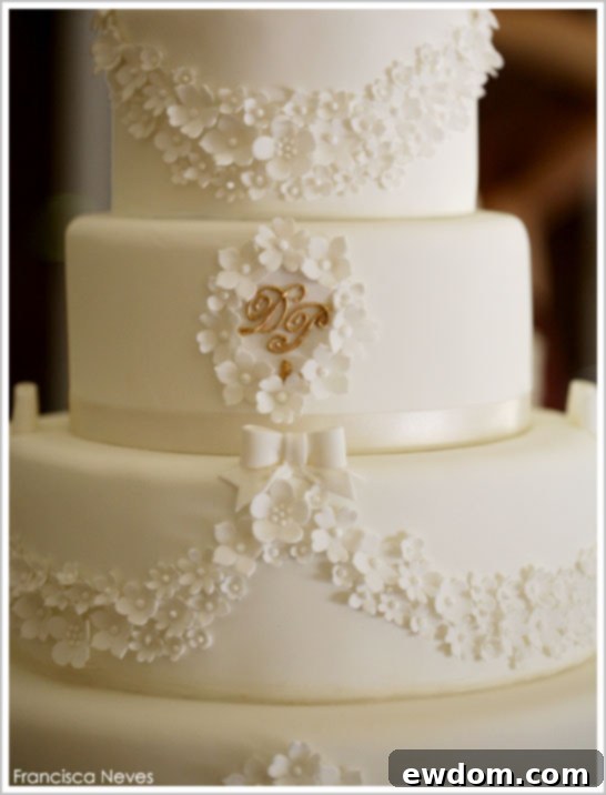 Elegant White & Gold Wedding Close-up Cake | TheCakeBlog.com
