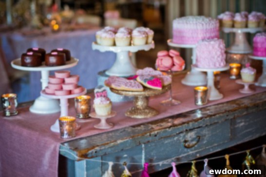 Love The Bare Necessity 6 Luxurious Pink and Gold Dessert Bar Featuring Designer Cakes and Sweets