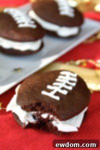 Football Whoopie Pie Recipe | on TheCakeBlog.com