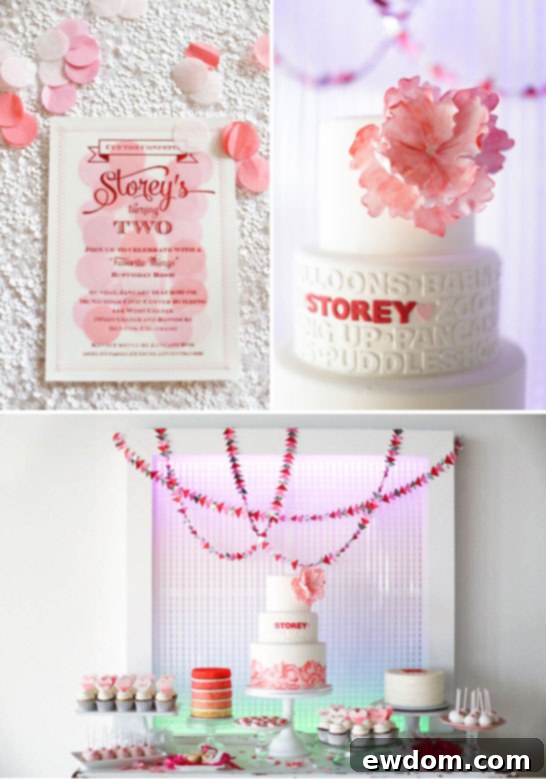 Your Favorite Things Birthday Bash 3 Exquisite Pink and Red Ombre Birthday Cake with Hand-Painted Peonies