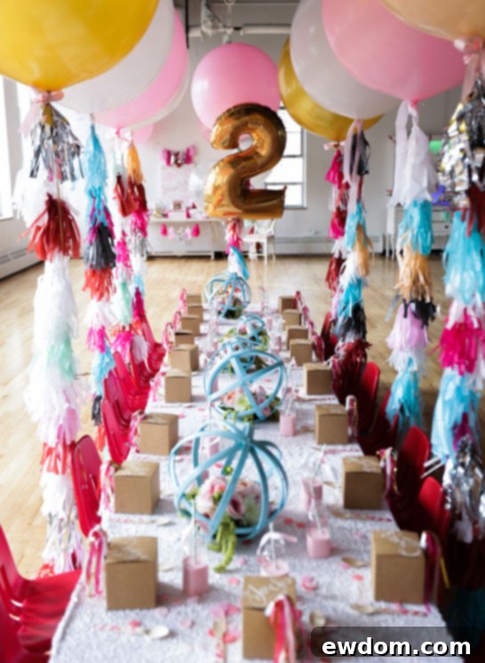 Your Favorite Things Birthday Bash 5 Elegantly Decorated Kids Birthday Party Guest Table