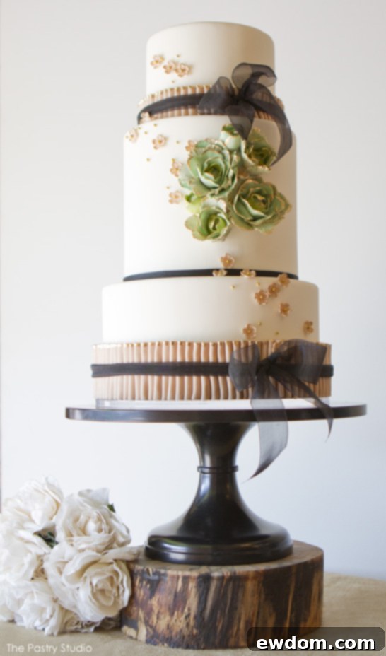 Stunning Mint, Blush & Gold Wedding Cake by The Pastry Studio, Featuring Gilded Accents