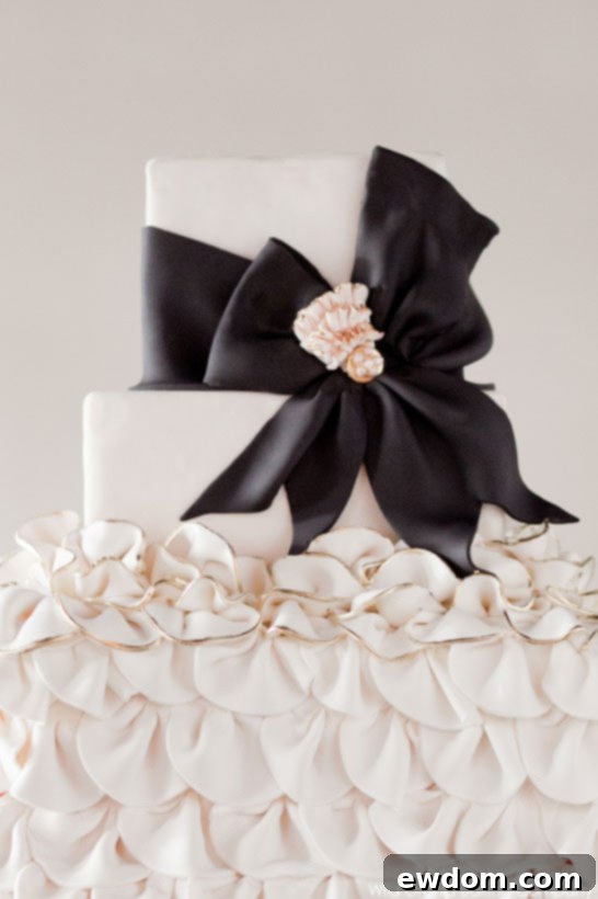 Elegant Black and Ivory Ruffle Cake 3 Erin Gardner's Ruffle Cake Design for Weddings | Wild Orchid Baking Company Creations