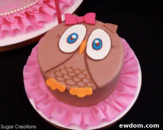 Pink Owl Cake by Sugar Creations | TheCakeBlog.com