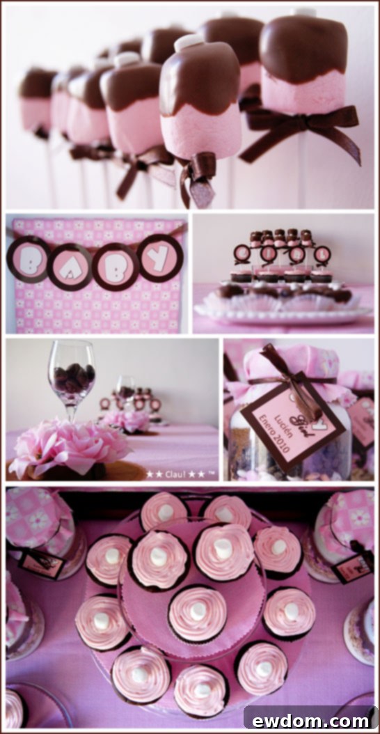 Pink and Brown Baby Shower Dessert Table