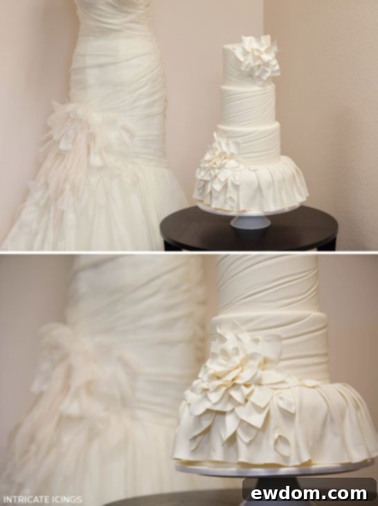 Martina Liana wedding gown and matching cake by Intricate Icings