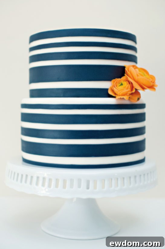 Navy Striped Cake by Miso Bakes | TheCakeBlog.com