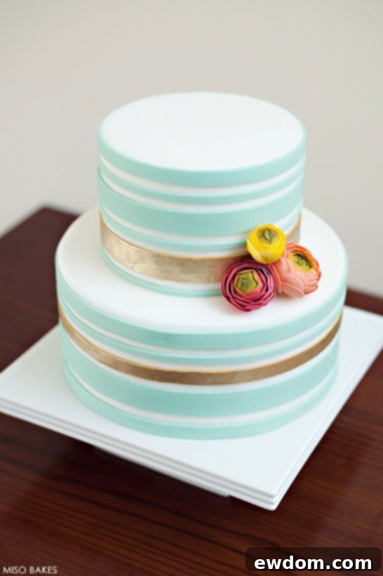 Gold Striped Cake by Miso Bakes | TheCakeBlog.com