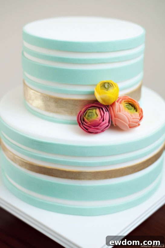 Gold Striped Cake by Miso Bakes | TheCakeBlog.com