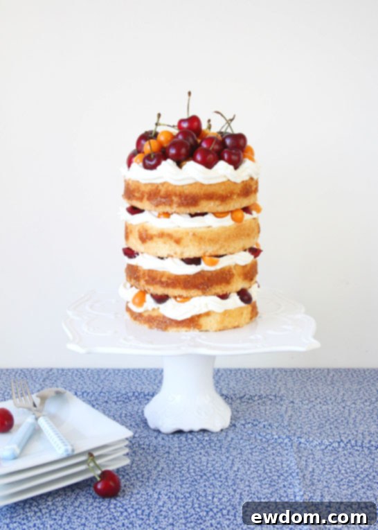 Rustic Fresh Cherry and Gooseberry Cake | TheCakeBlog.com