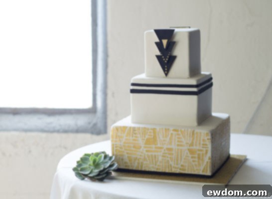 Art Deco Wedding Cake by The Bake Boutique  |  TheCakeBlog.com