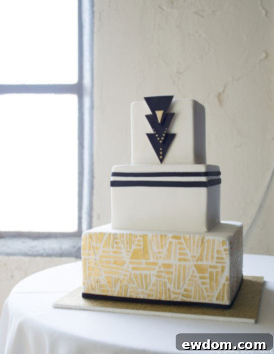 Art Deco Wedding Cake by The Bake Boutique  |  TheCakeBlog.com