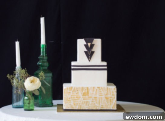 Art Deco Wedding Cake by The Bake Boutique  |  TheCakeBlog.com