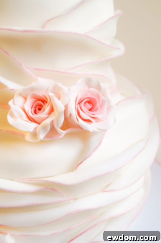 Stunning multi-tiered Rose Petal Cake by Steel Penny Cakes, a modern classic for weddings