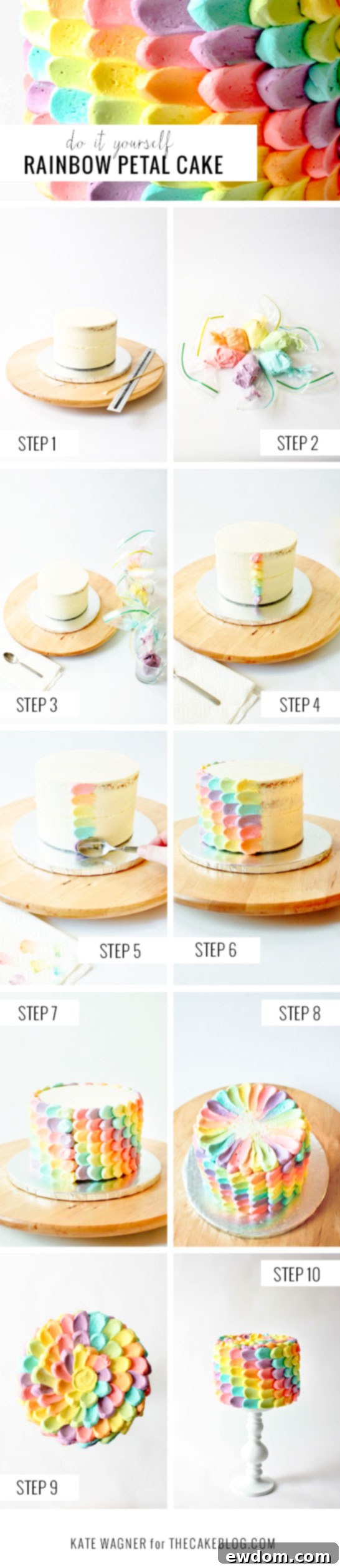 Homemade Rainbow Blossom Cake 3 DIY Rainbow Petal Cake | by Kate Wagner | TheCakeBlog.com