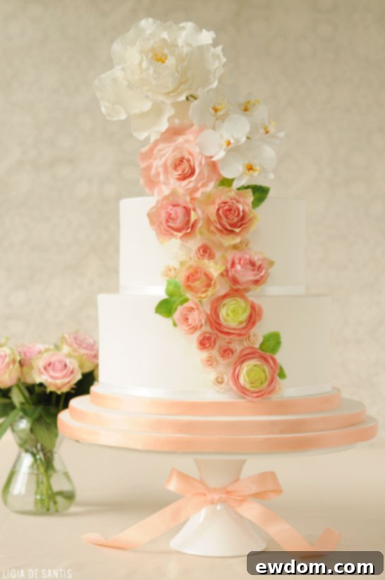 Peach & Mint Wedding Cake | by Ligia De Santis | TheCakeBlog.com