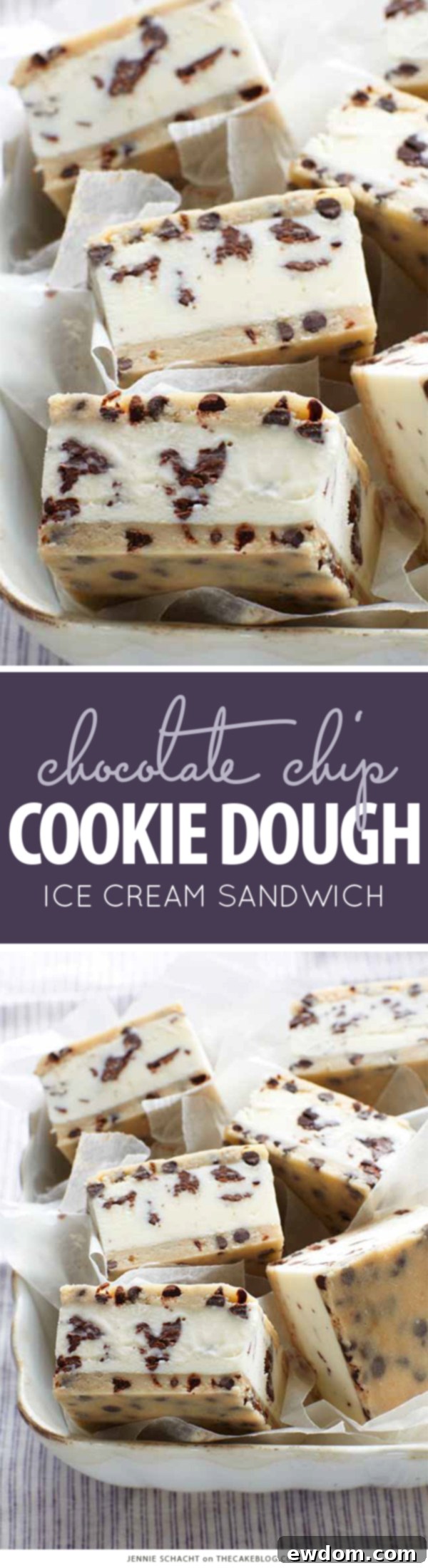 Chocolate Chip Cookie Dough Ice Cream Sandwich | by Jennie Schacht, author of I Scream Sandwich! on TheCakeBlog.com