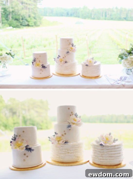 Curated Rustic-Chic Cake Trio 3 Close-up of Ruffle and Gold Star Detail on Rustic Hipster Cake by Erin Gardner