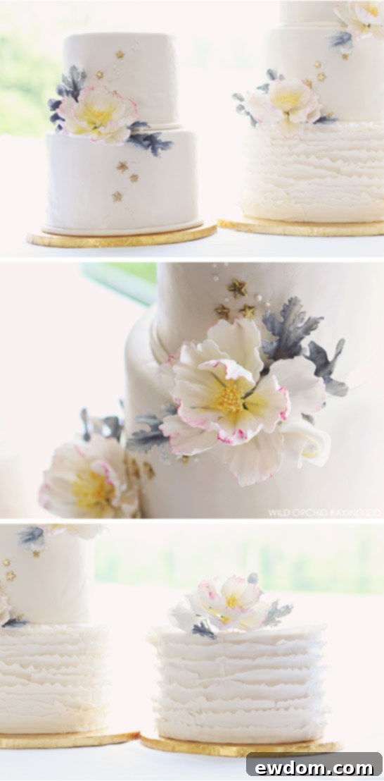 Curated Rustic-Chic Cake Trio 5 Full View of Rustic Hipster Gold Star Cake Trio for Vineyard Wedding