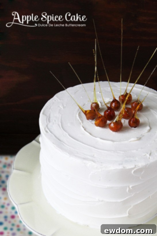 Delicious Apple Spice Cake with Dulce de Leche Frosting, perfect for fall | by Tessa Huff | TheCakeBlog.com