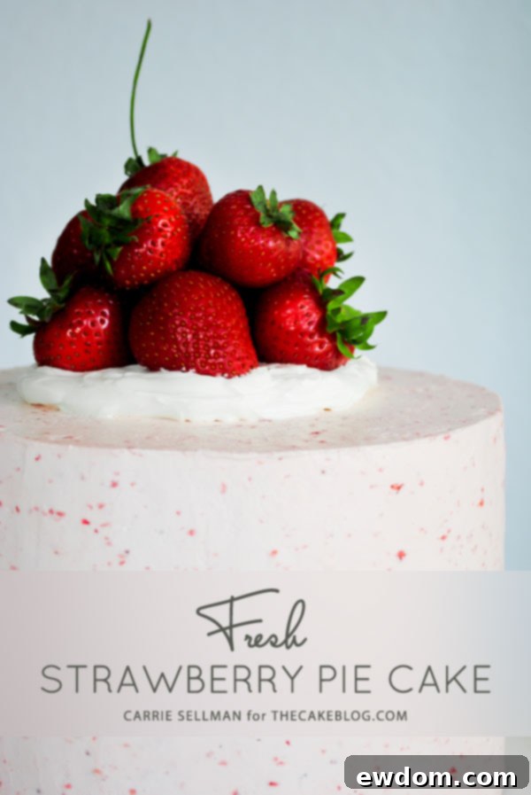 Strawberry Pie Cake Perfection 2 Strawberry Pie Cake | Graham Cracker Cake with Strawberry Buttercream and fresh berries | by Carrie Sellman for TheCakeBlog.com