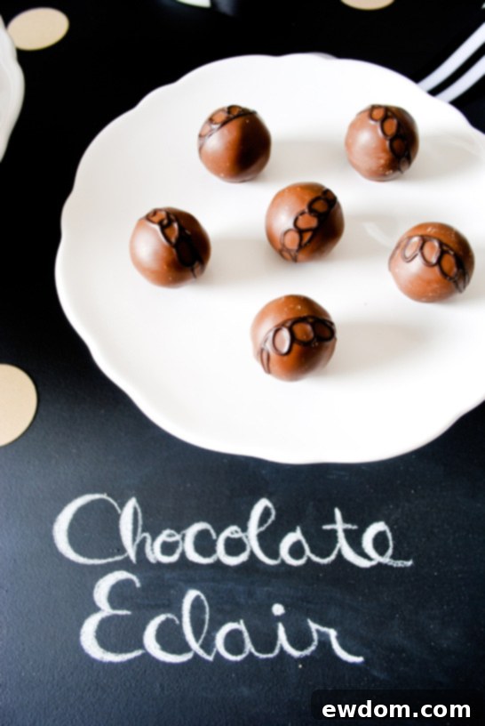 Chocolate Eclair Truffle Paired with Prosecco Godiva Truffle Flight | Tasting Party Inspiration | TheCakeBlog.com