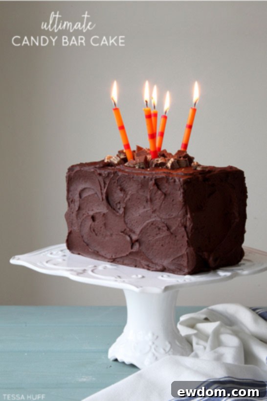 Ultimate Candy Bar Cake 2 Ultimate Candy Bar Cake Recipe | by Tessa Huff | TheCakeBlog.com