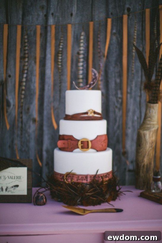 Close-up of Intricate Icings' bohemian wedding cake